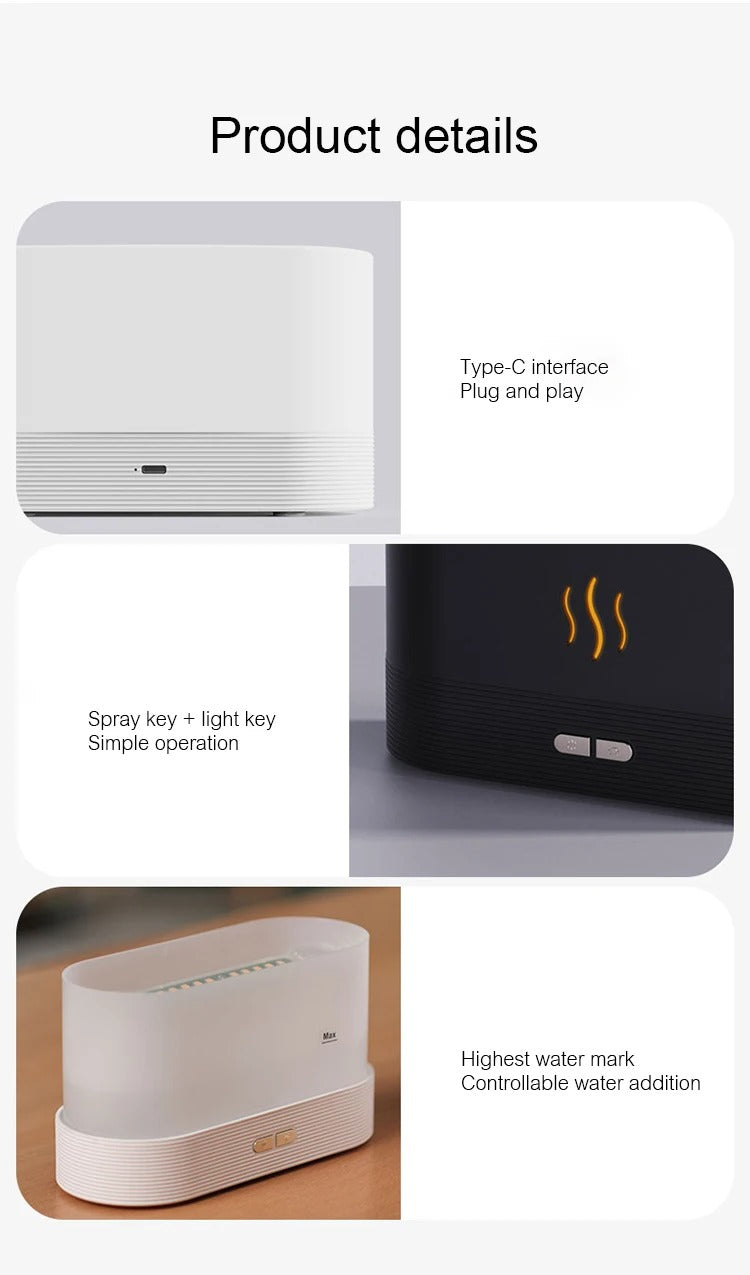 Emberveil – Flame-Effect Aroma Diffuser | Sleek Black or White